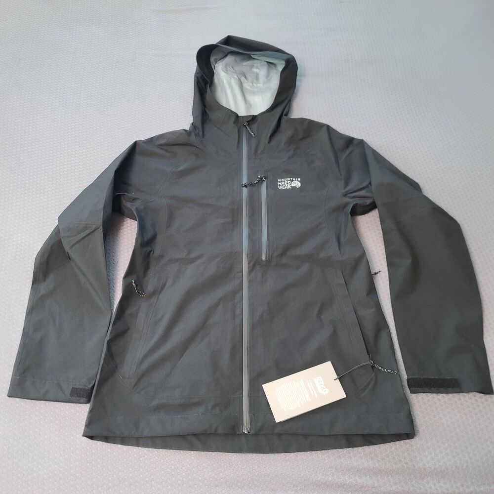 NWT Mountain Hardware Women's Stretch Ozonic Black Rain Jacket Size S Packable